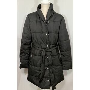 J.Crew Black Puffer Zip Up Long Sleeve Winter Parka Coat Jacket Large L